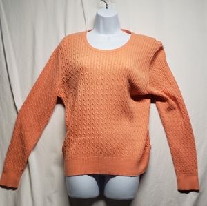 J. G. Hook Large Light Orange Cable Knit Sweater